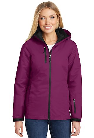 L332 Port Authority Ladies Vortex 3-in-1 Jacket in Very berry/blk front view