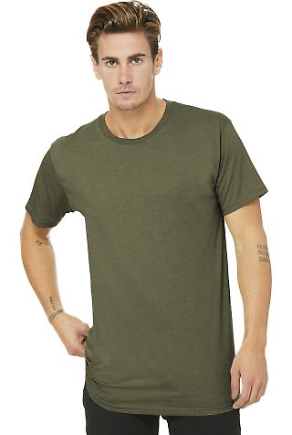 BELLA+CANVAS 3006 Long T-shirt HEATHER OLIVE front view