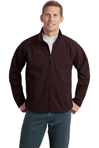 TLJ705 Port Authority® Tall Textured Soft Shell J Cafe Brown front view