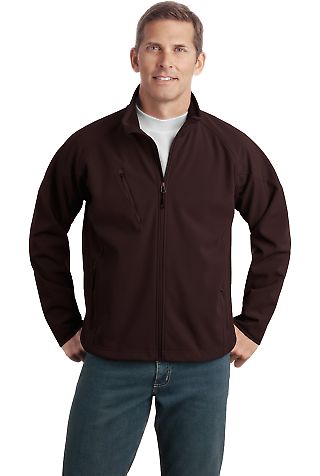 TLJ705 Port Authority® Tall Textured Soft Shell J in Cafe brown front view