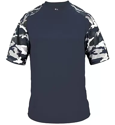 4141 Badger Camo Sport T-Shirt Navy/ Navy Camo front view