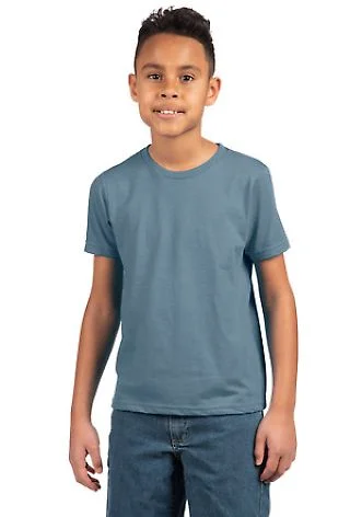Next Level 3312 Boys CVC Crew Tee in Heather slate blue front view