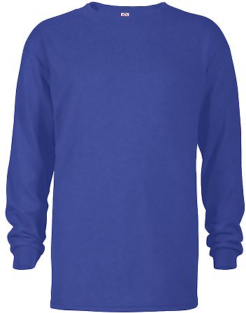 64900L Youth Retail Fit Long Sleeve Tee 5.2 oz Royal front view