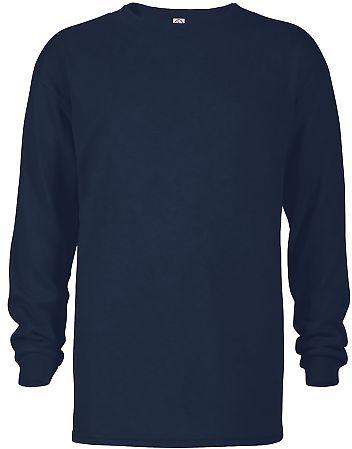 64900L Youth Retail Fit Long Sleeve Tee 5.2 oz Athletic Navy front view