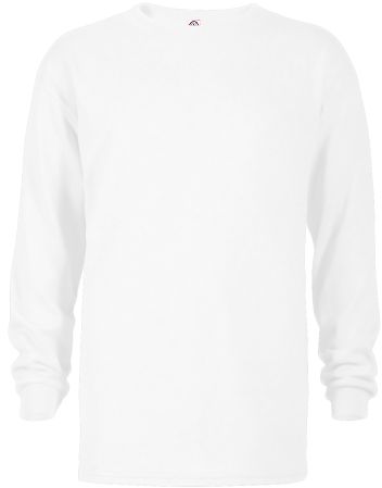 64900L Youth Retail Fit Long Sleeve Tee 5.2 oz White front view
