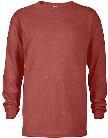 64900L Youth Retail Fit Long Sleeve Tee 5.2 oz RED HEATHER front view