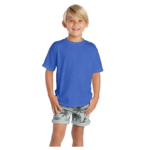 12300 Delta Apparel Juvenile 30/1's Soft Spun Tee  in Royal heather front view