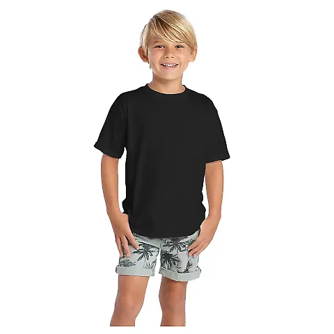 12300 Delta Apparel Juvenile 30/1's Soft Spun Tee  in Black front view