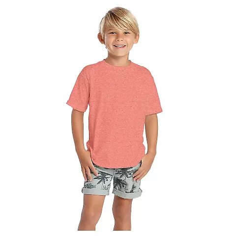 12300 Delta Apparel Juvenile 30/1's Soft Spun Tee  in Coral heather front view