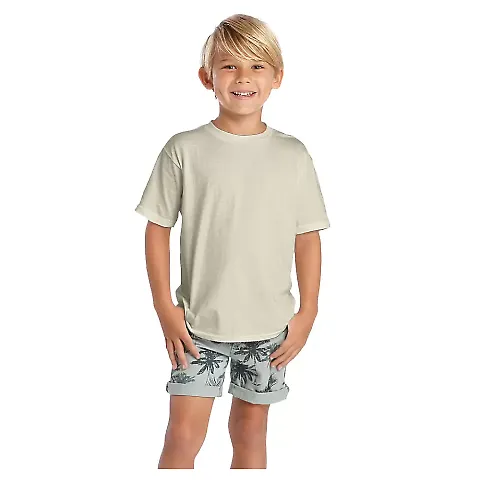 12300 Delta Apparel Juvenile 30/1's Soft Spun Tee  in Putty front view