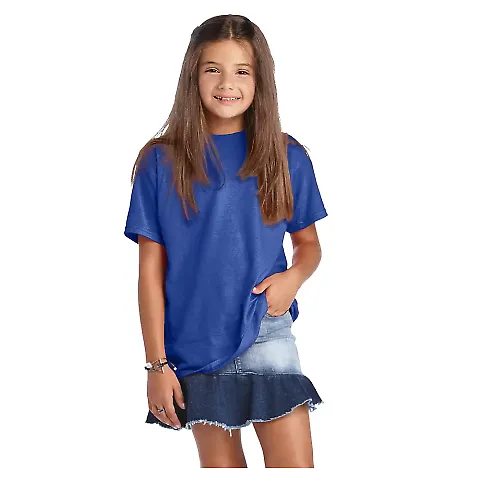 Delta Apparel 12900 Youth Soft Spun Tee in Royal front view