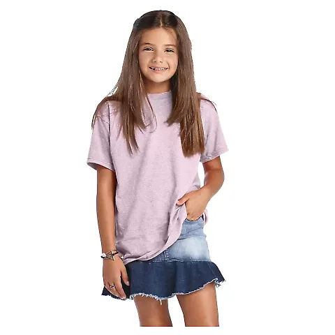 Delta Apparel 12900 Youth Soft Spun Tee in Soft pink front view