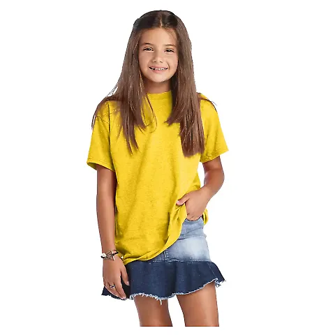 Delta Apparel 12900 Youth Soft Spun Tee in Sunflower front view