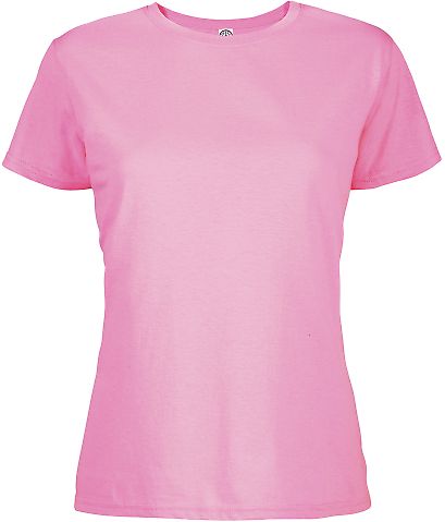 12500 Delta Apparel Ladies 30/1's Soft Spun Tee 4. NEON PINK front view