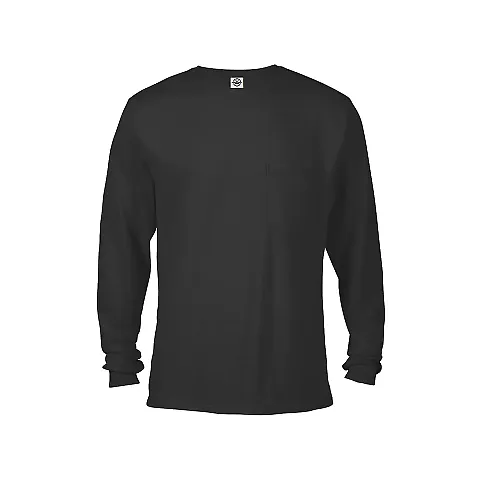 64732L Delta Apparel Adult Long Sleeve Pocket Tee  in Black front view