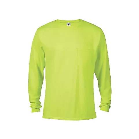 64732L Delta Apparel Adult Long Sleeve Pocket Tee  in Safety green front view