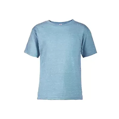 14300 Delta Apparel Juvenile 30/1's Snow Heather T in Turquoise snow heather hkp front view