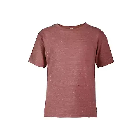 14300 Delta Apparel Juvenile 30/1's Snow Heather T in Red snow heather kj7 front view