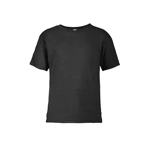 14300 Delta Apparel Juvenile 30/1's Snow Heather T in Black snow heather ky8 front view
