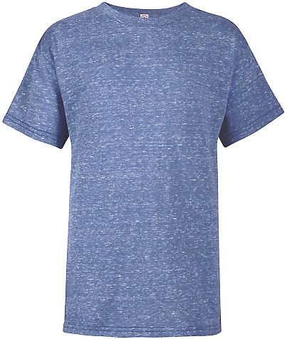 14900 Delta Apparel Youth 30/1's Snow Heather Tee ROYAL SNOW HEATHER front view