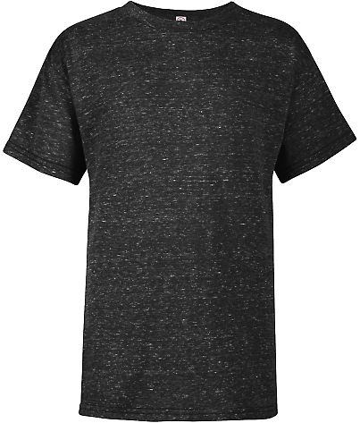 14900 Delta Apparel Youth 30/1's Snow Heather Tee BLACK SNOW HEATHER front view