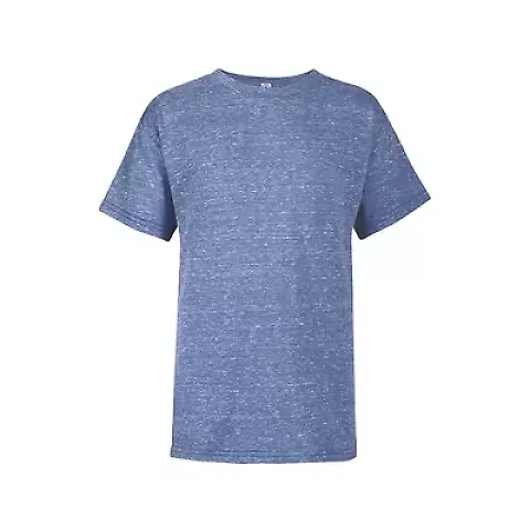 14900 Delta Apparel Youth 30/1's Snow Heather Tee in Royal snow heather front view