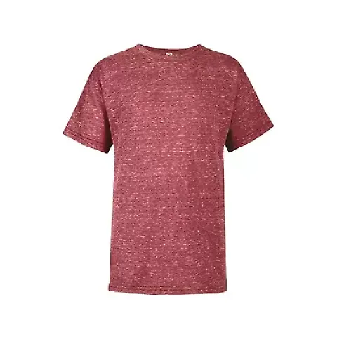 14900 Delta Apparel Youth 30/1's Snow Heather Tee in Red snow heather front view
