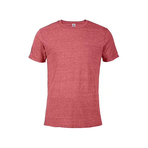 14600 Delta Apparel Adult 30/1's Snow Heather Tee in Red snow heather front view
