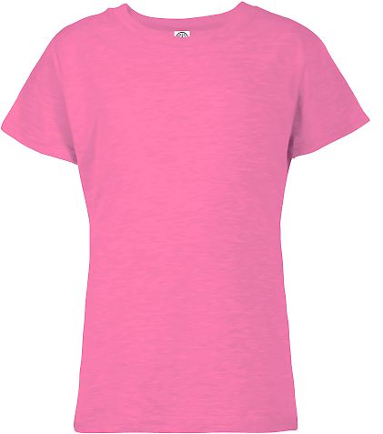 1300N Delta Apparel Girls 30/1's Tee Hot Pink front view