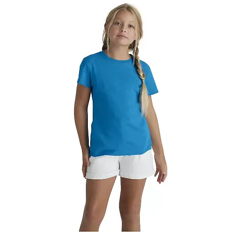 1300N Delta Apparel Girls 30/1's Tee in Turquoise front view