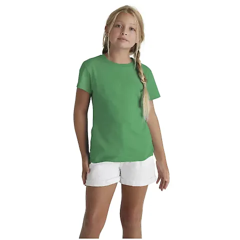 1300N Delta Apparel Girls 30/1's Tee in Grass green front view