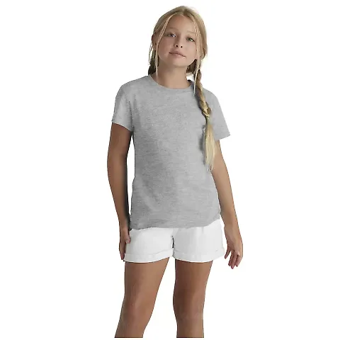 1300N Delta Apparel Girls 30/1's Tee in Athletic heather front view