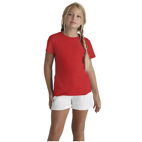 1300N Delta Apparel Girls 30/1's Tee in New red front view