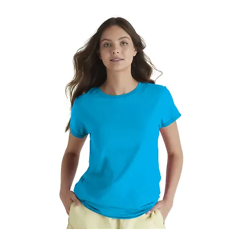 Delta Apparel 1336N Junior 30/1's Tee in Turquoise front view
