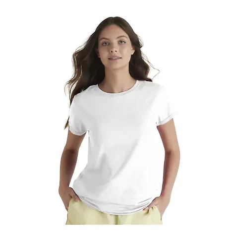 Delta Apparel 1336N Junior 30/1's Tee in White front view