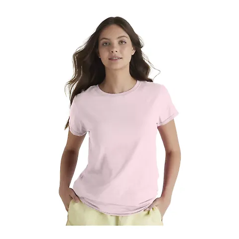 Delta Apparel 1336N Junior 30/1's Tee in Soft pink front view
