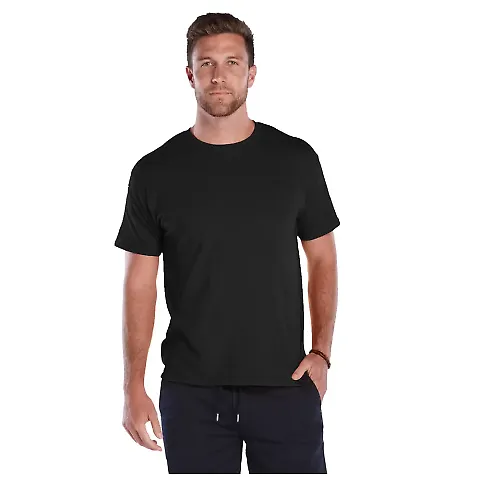 18100 Delta Apparel Adult 30/1's Athletic Fit Tee  in Black front view