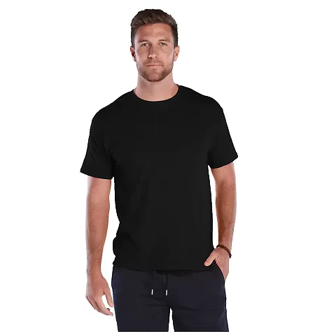 18100 Delta Apparel Adult 30/1's Athletic Fit Tee  in Jet black front view