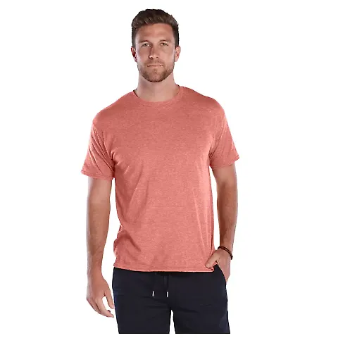 18100 Delta Apparel Adult 30/1's Athletic Fit Tee  in Coral heather front view