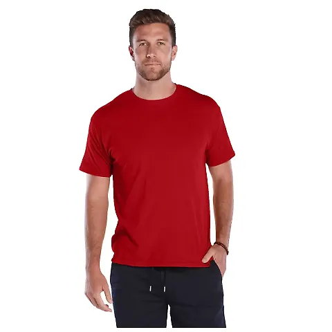 18100 Delta Apparel Adult 30/1's Athletic Fit Tee  in New red front view