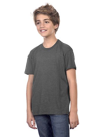 YC1040 Cotton Heritage Youth Cotton Crew T-Shirt Charcoal Heather front view