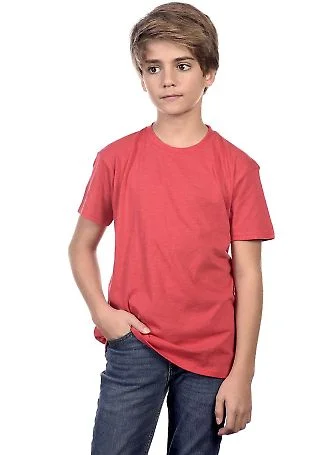 YC1040 Cotton Heritage Youth Cotton Crew T-Shirt in Red heather front view