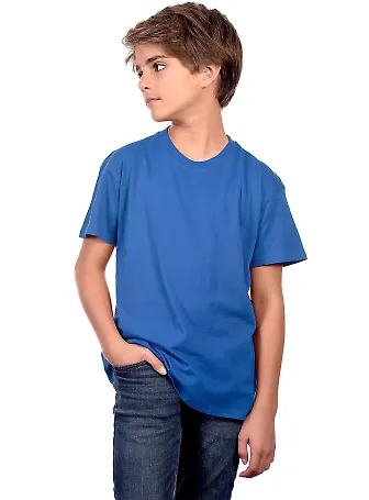 YC1040 Cotton Heritage Youth Cotton Crew T-Shirt in Royal front view