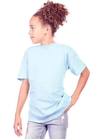 YC1040 Cotton Heritage Youth Cotton Crew T-Shirt in Light blue front view