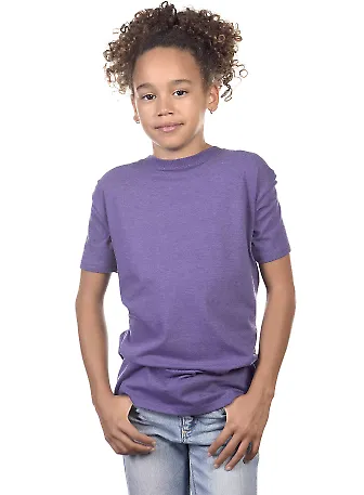 YC1040 Cotton Heritage Youth Cotton Crew T-Shirt in Purple heather front view