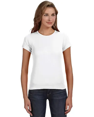 1441 Anvil Ladies' 1x1 Baby Rib Scoop T-Shirt in White front view