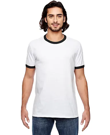 988AN Anvil Ringer T-Shirt in White/ black front view