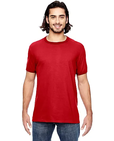 988AN Anvil Ringer T-Shirt in Heather red/ red front view