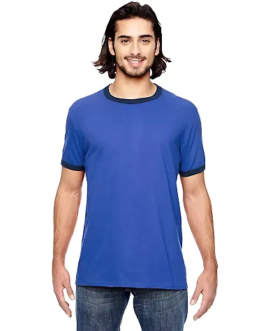 988AN Anvil Ringer T-Shirt in H blue/ tr navy front view