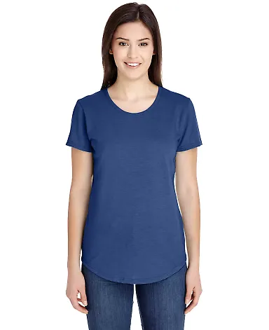 Anvil 6750L by Gildan Ladies' Triblend Scoop Neck  in Heather blue front view